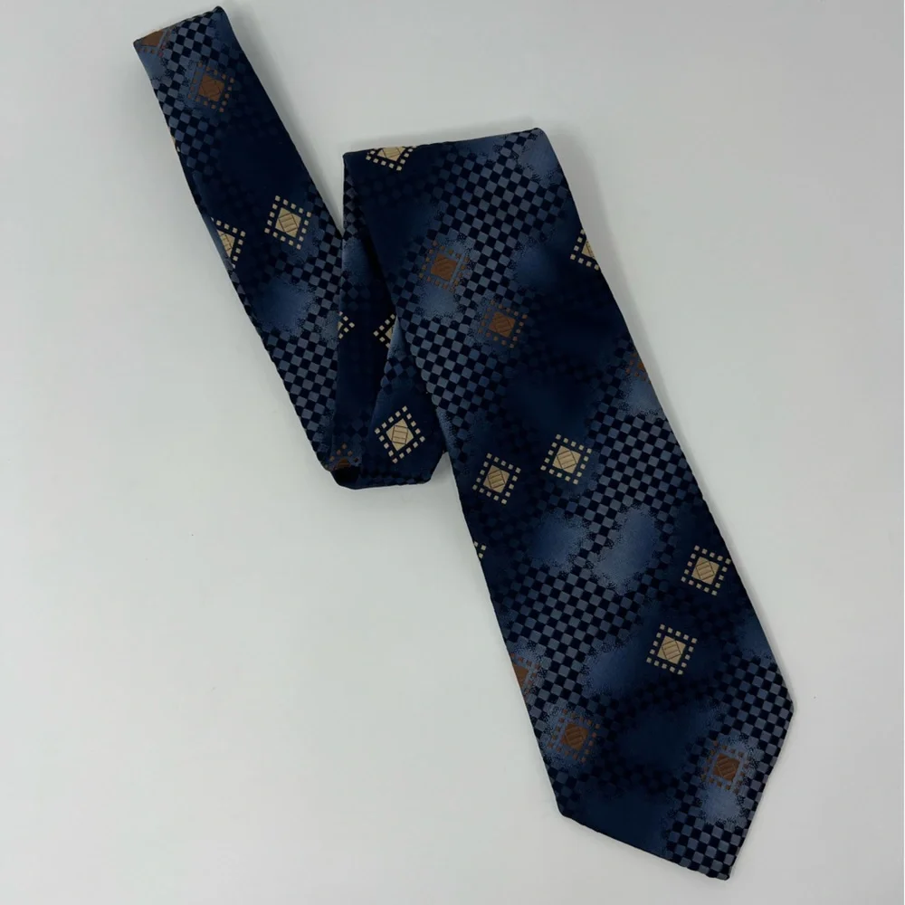 Geometric Men’s Tie, Polyester Vintage Retro Necktie Square Abstract Office Work